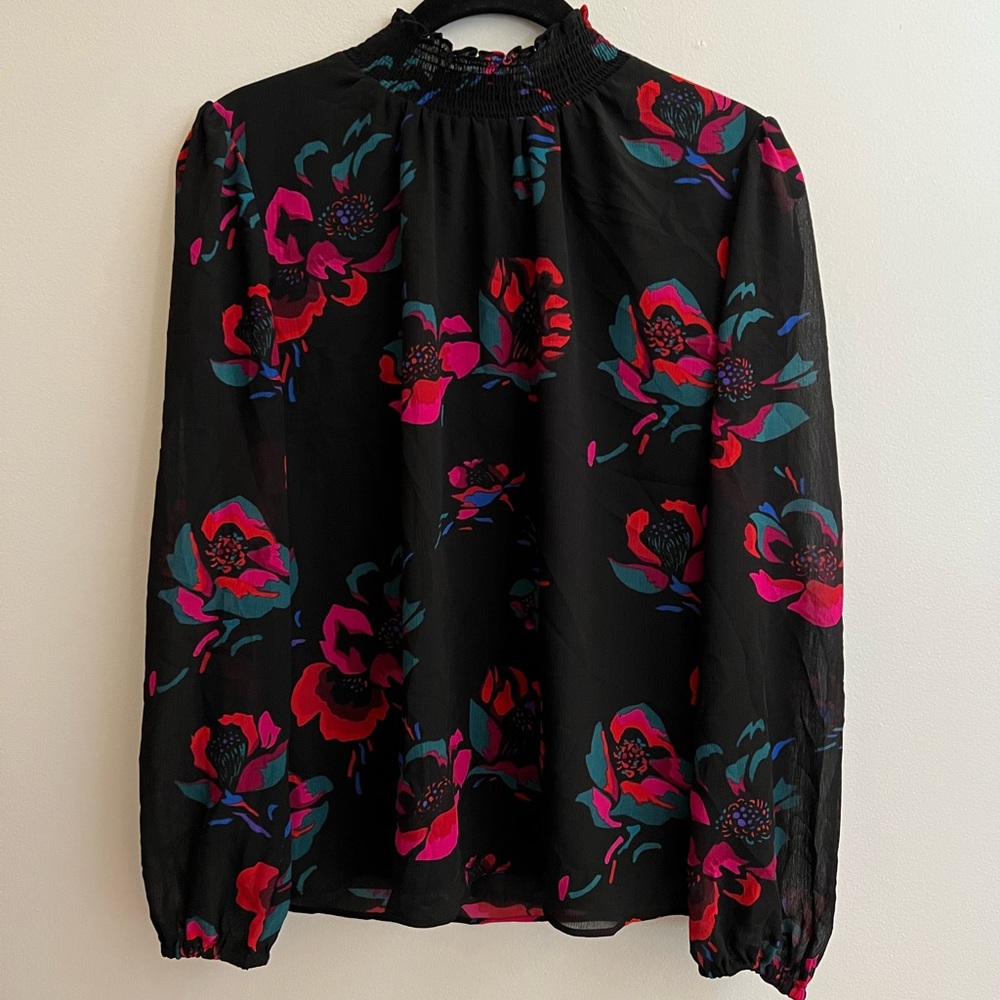J. Crew Long Sleeve Mockneck “Black Raspberry” Top Size XS